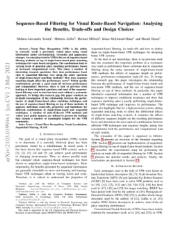 Sequence-Based Filtering for Visual Route-Based Navigation: Analysing
  the Benefits, Trade-offs and Design Choices