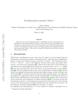 On Information (pseudo) Metric