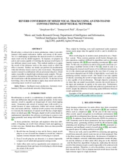 Reverb Conversion of Mixed Vocal Tracks Using an End-to-end
  Convolutional Deep Neural Network