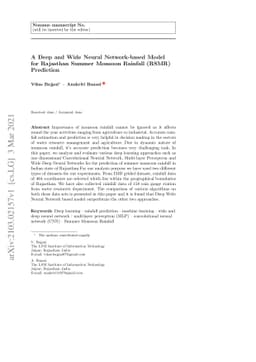 A Deep and Wide Neural Network-based Model for Rajasthan Summer Monsoon
  Rainfall (RSMR) Prediction