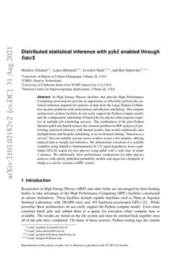 Distributed statistical inference with pyhf enabled through funcX