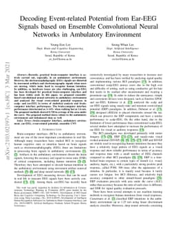 Decoding Event-related Potential from Ear-EEG Signals based on Ensemble
  Convolutional Neural Networks in Ambulatory Environment