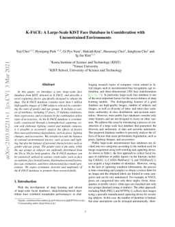 K-FACE: A Large-Scale KIST Face Database in Consideration with
  Unconstrained Environments