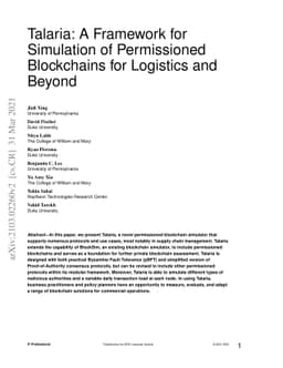 Talaria: A Framework for Simulation of Permissioned Blockchains for
  Logistics and Beyond