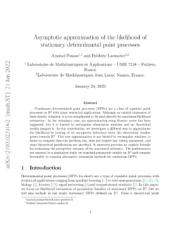 Asymptotic approximation of the likelihood of stationary determinantal
  point processes
