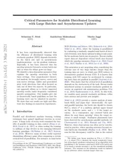 Critical Parameters for Scalable Distributed Learning with Large Batches
  and Asynchronous Updates