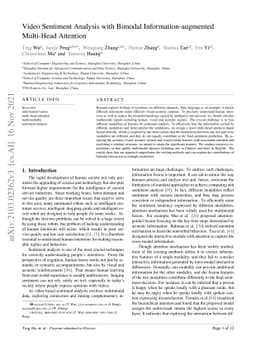 Video Sentiment Analysis with Bimodal Information-augmented Multi-Head
  Attention