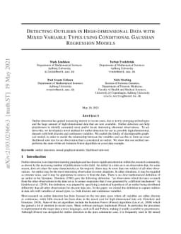 Detecting Outliers in High-dimensional Data with Mixed Variable Types
  using Conditional Gaussian Regression Models