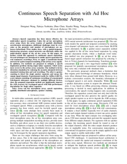 Continuous Speech Separation with Ad Hoc Microphone Arrays