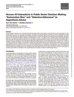 Human-AI Interactions in Public Sector Decision-Making: "Automation
  Bias" and "Selective Adherence" to Algorithmic Advice