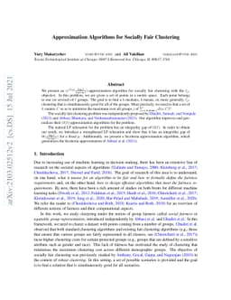 Approximation Algorithms for Socially Fair Clustering