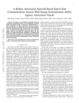 A Robust Adversarial Network-Based End-to-End Communications System With
  Strong Generalization Ability Against Adversarial Attacks