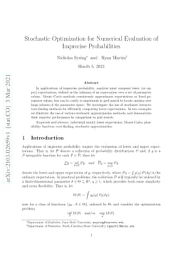 Stochastic optimization for numerical evaluation of imprecise
  probabilities