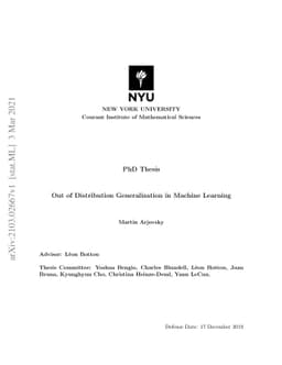 Out of Distribution Generalization in Machine Learning
