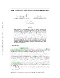 Shift Invariance Can Reduce Adversarial Robustness
