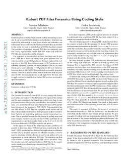 Robust PDF Files Forensics Using Coding Style