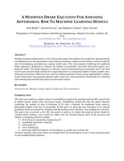 A Modified Drake Equation for Assessing Adversarial Risk to Machine
  Learning Models