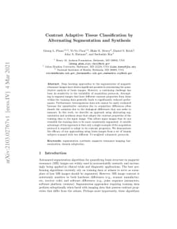 Contrast Adaptive Tissue Classification by Alternating Segmentation and
  Synthesis