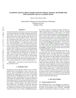 Learning Granularity-Aware Convolutional Neural Network for Fine-Grained
  Visual Classification