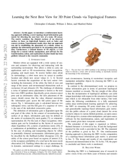 Learning the Next Best View for 3D Point Clouds via Topological Features
