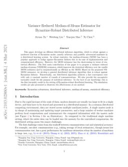 Variance Reduced Median-of-Means Estimator for Byzantine-Robust
  Distributed Inference