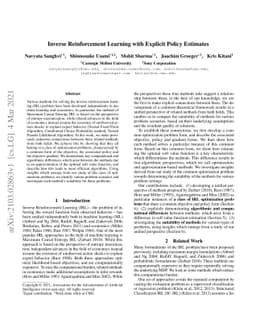 Inverse Reinforcement Learning with Explicit Policy Estimates