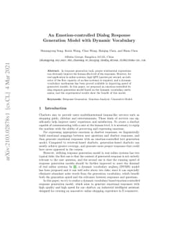 An Emotion-controlled Dialog Response Generation Model with Dynamic
  Vocabulary