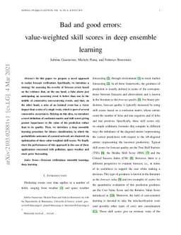 Bad and good errors: value-weighted skill scores in deep ensemble
  learning