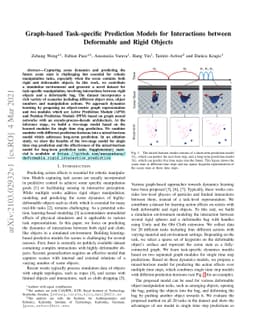 Graph-based Task-specific Prediction Models for Interactions between
  Deformable and Rigid Objects