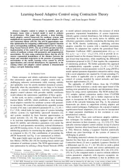 Learning-based Adaptive Control using Contraction Theory