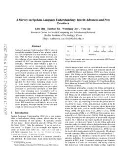 A Survey on Spoken Language Understanding: Recent Advances and New
  Frontiers