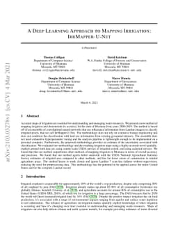 A Deep Learning Approach to Mapping Irrigation: IrrMapper-U-Net