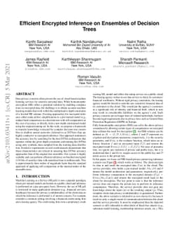 Efficient Encrypted Inference on Ensembles of Decision Trees
