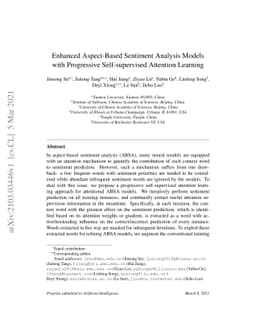 Enhanced Aspect-Based Sentiment Analysis Models with Progressive
  Self-supervised Attention Learning