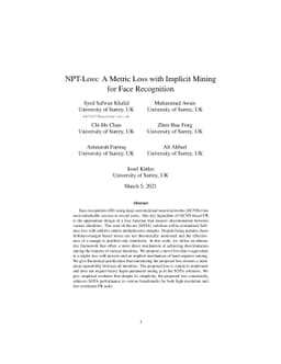 NPT-Loss: A Metric Loss with Implicit Mining for Face Recognition