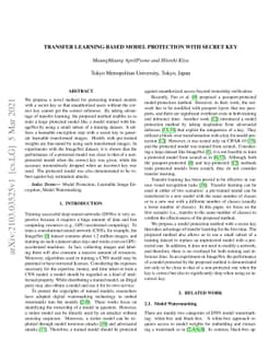 Transfer Learning-Based Model Protection With Secret Key