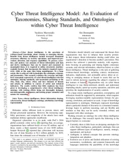 Cyber Threat Intelligence Model: An Evaluation of Taxonomies, Sharing
  Standards, and Ontologies within Cyber Threat Intelligence