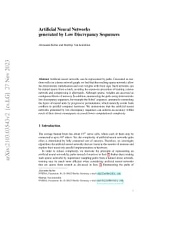 Artificial Neural Networks generated by Low Discrepancy Sequences