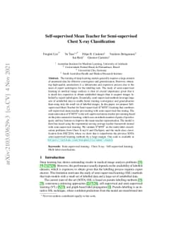 Self-supervised Mean Teacher for Semi-supervised Chest X-ray
  Classification