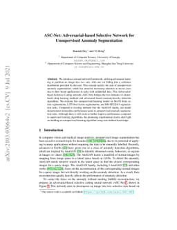 ASC-Net : Adversarial-based Selective Network for Unsupervised Anomaly
  Segmentation