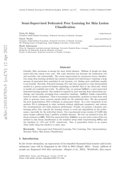 Semi-Supervised Federated Peer Learning for Skin Lesion Classification
