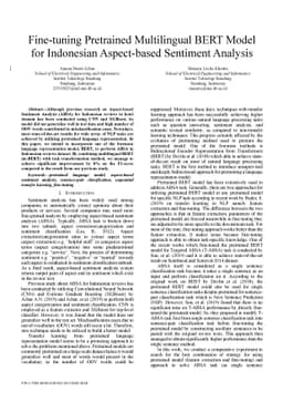 Fine-tuning Pretrained Multilingual BERT Model for Indonesian
  Aspect-based Sentiment Analysis