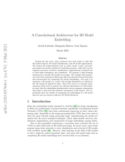 A Convolutional Architecture for 3D Model Embedding