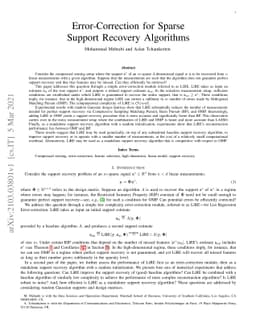 Error-Correction for Sparse Support Recovery Algorithms