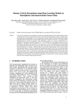 Human Activity Recognition using Deep Learning Models on Smartphones and
  Smartwatches Sensor Data