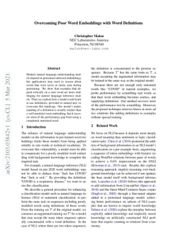 Overcoming Poor Word Embeddings with Word Definitions