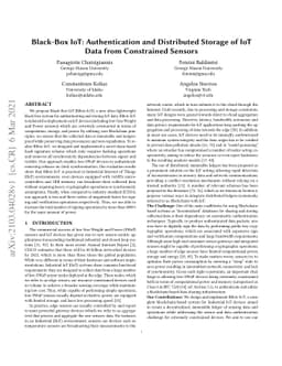 Black-Box IoT: Authentication and Distributed Storage of IoT Data from
  Constrained Sensors