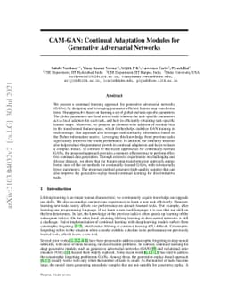 CAM-GAN: Continual Adaptation Modules for Generative Adversarial
  Networks