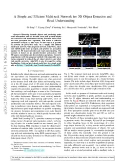 A Simple and Efficient Multi-task Network for 3D Object Detection and
  Road Understanding