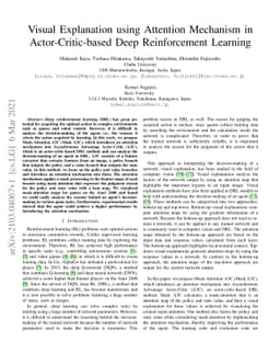 Visual Explanation using Attention Mechanism in Actor-Critic-based Deep
  Reinforcement Learning